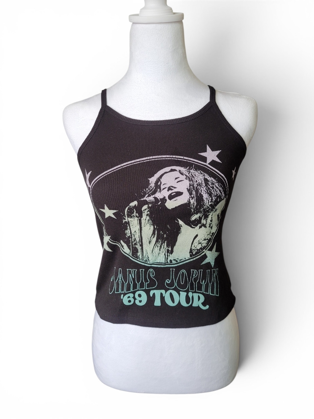 Janis Joplin '69 Tour Graphic Ribbed Tank Top - Black